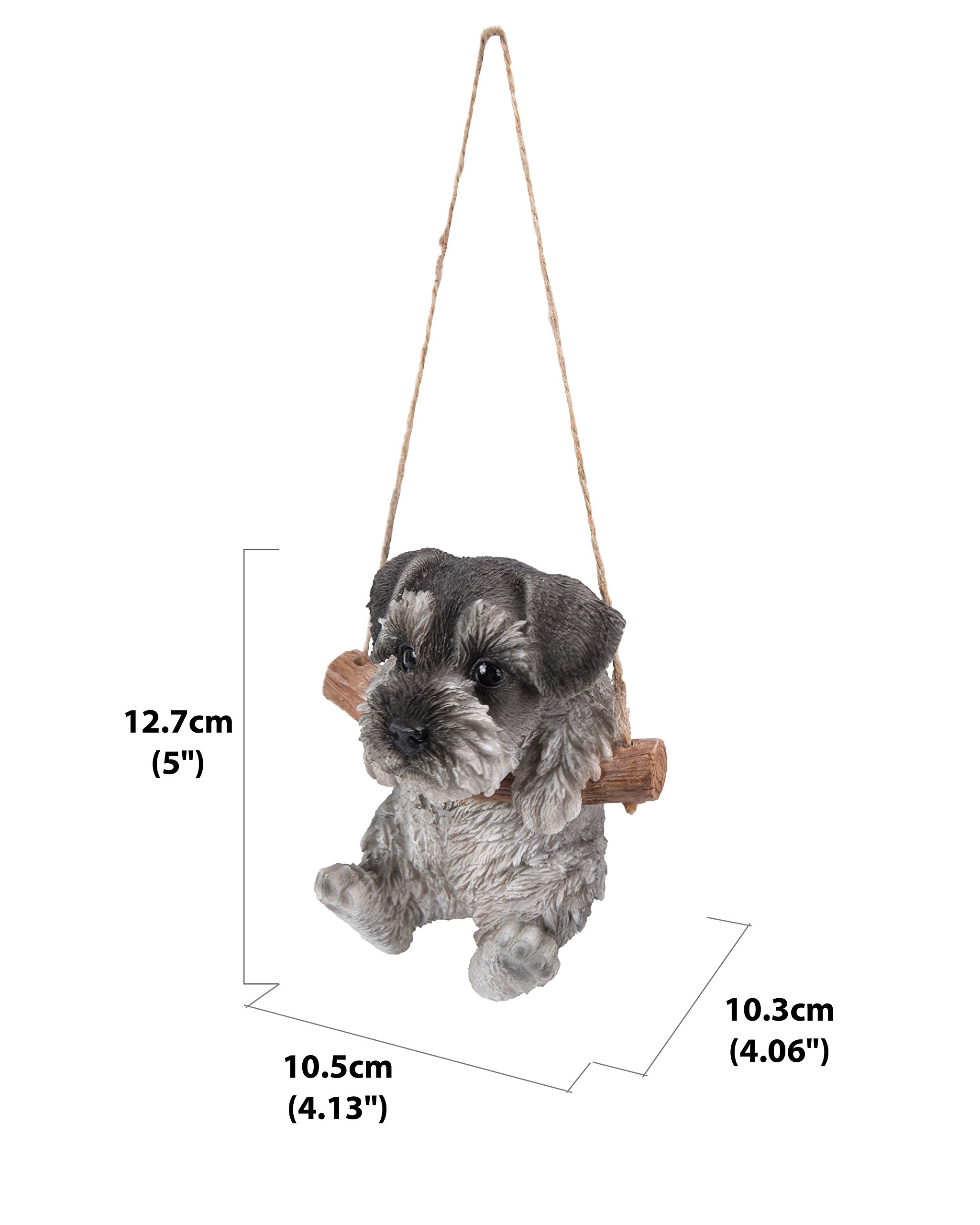 Hi-Line Gift Ltd. 87704-J Schnauzer Puppy - Estatua de jardín Colgante, 5 Pulgadas de Altura, Resina