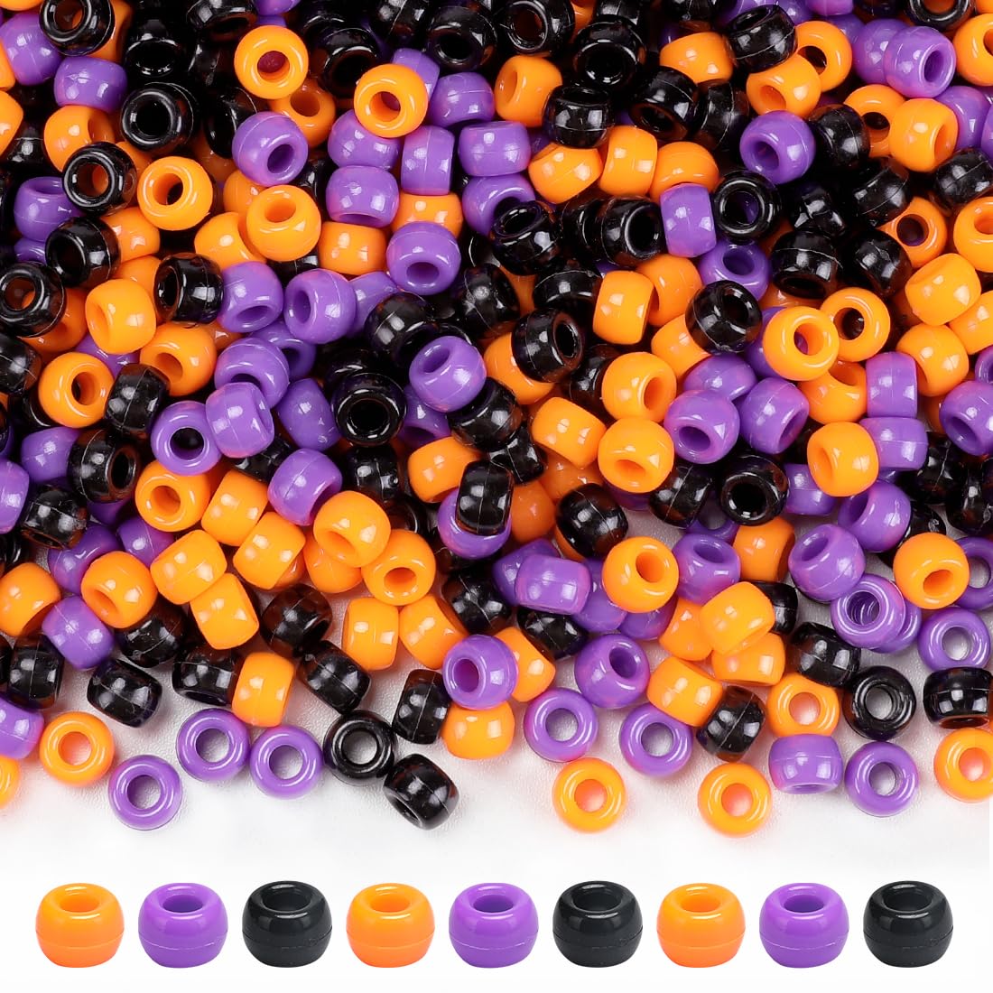Tiehuoxia 1300PCS Pony Beads for Bracelet Making, Colorful Kandi Beads for Hair Braids, Crafting, Necklace and DIY Projects (Halloween Style)