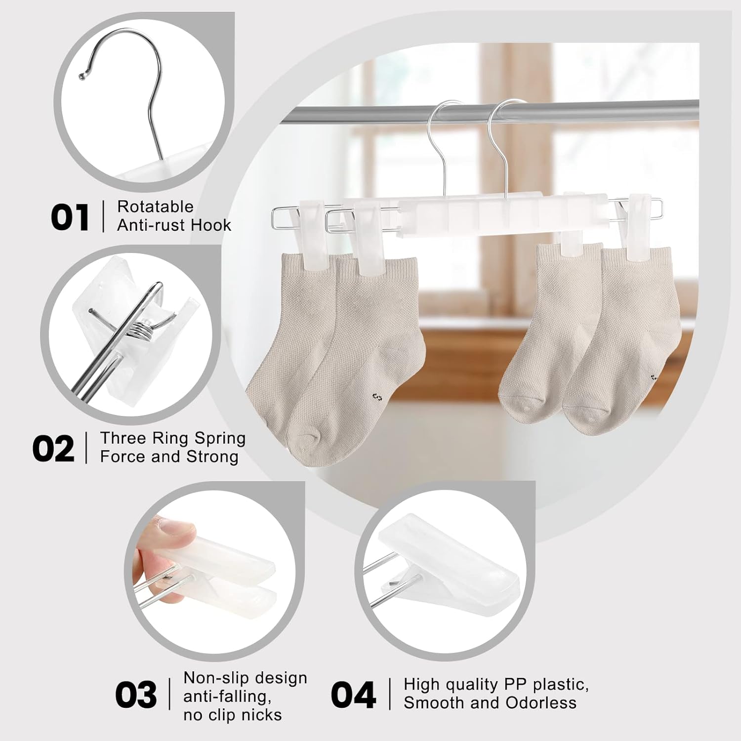 10 Pack Pants Hangers with Adjustable Non-Slip Clips Anti-Rust Hanging Hook for Trouser,Skirts,Jeans,Clothes Hangers Transparent - Image 3