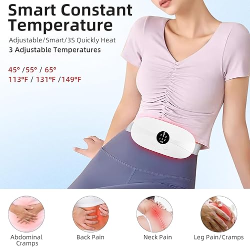 Miniatura 3 de kissleaf Almohadilla térmica, almohadilla térmica portátil inalámbrica de calentamiento rápido, almohadillas térmicas con 3 niveles de calor y 3