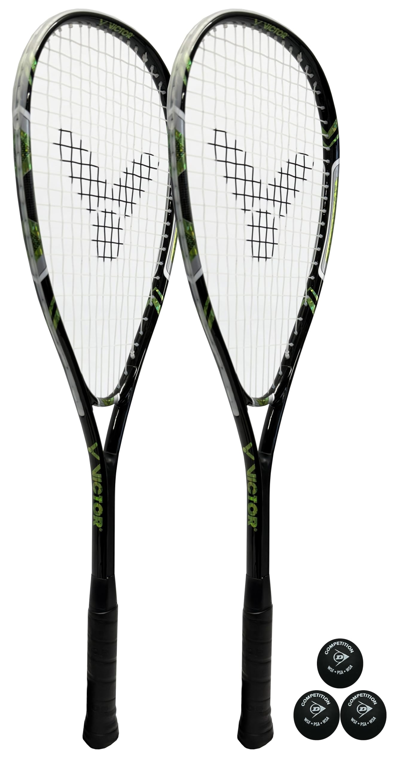 VICTOR X-TA Deluxe Squash Twin Racket Squash Set (2 racchette) e 3 palline da squash