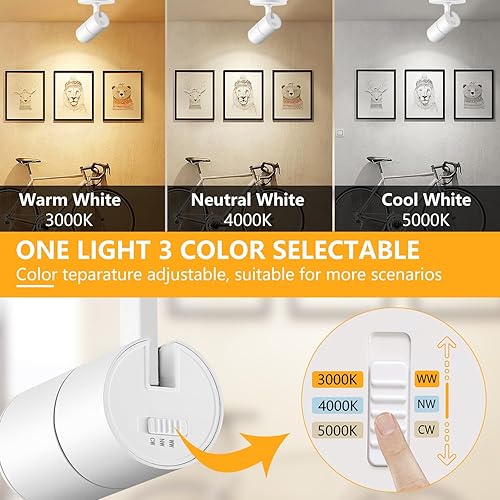 Miniatura 3 de VANoopee Focos de techo con zoom de 3 colores para interiores, montaje empotrado, foco de techo LED ajustable, lámpara de techo direccional, luz de