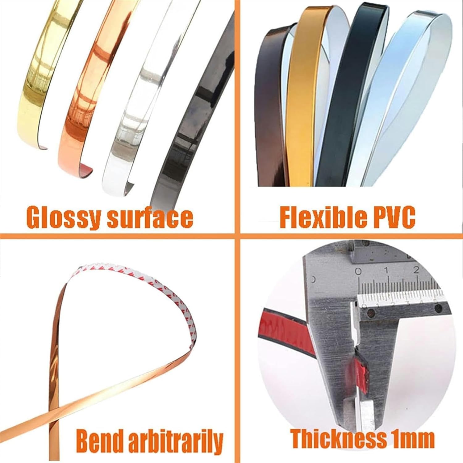 16.4ft Self-Adhesive Molding Wall Trim Flexible PVC Wall Edging Strip, Caulking Strip Decorative Trim Peel Off and Stick Gap Sealing Tape, Edge Finish Trim, DIY Border as Mirror Frame