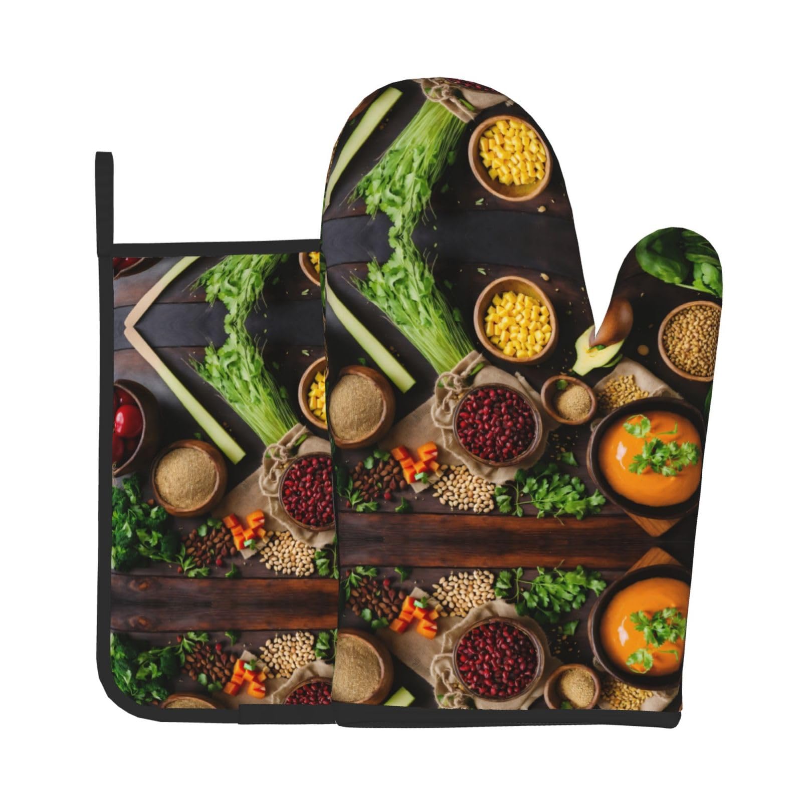 Cartoon Vegetable Fruit Kitchen Baking Two-Piece Set,Multipurpose Oven Gloves,Used for Barbecue Kitchen Baking