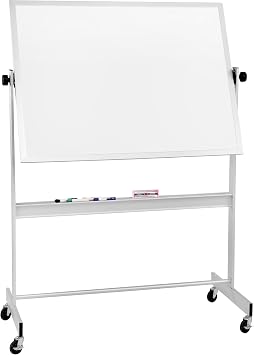Best-Rite Deluxe Reversible Mobile Whiteboard, Combo Dura-Rite Markerboard/Natural Cork Bulletin, Aluminum Trim, Panel Size 4 x 6 Feet 668AG-HC