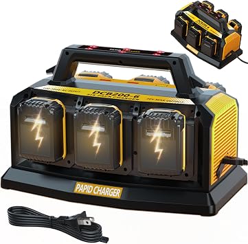 Fast Charger for Dewalt 20V Battery 6-Port Multi Simultaneous Rapid Charger Station Compatible with Dewalt 60V Batteries, Replacement Battery Charger for DCB104 Tool Only