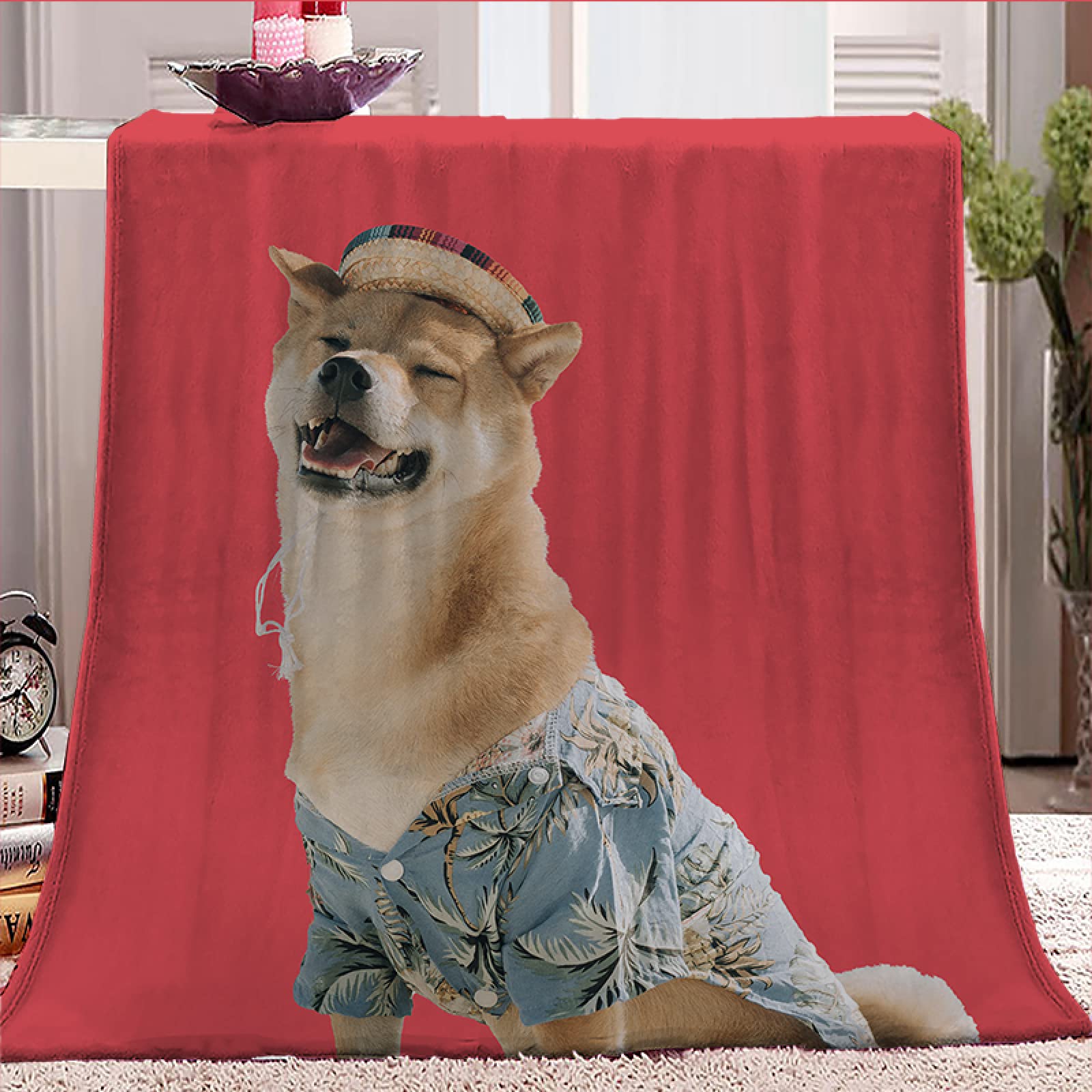 Couverture polaire douce pour canapé et bureau, plaid rose et rouge 150x200 cm toutes saisons
