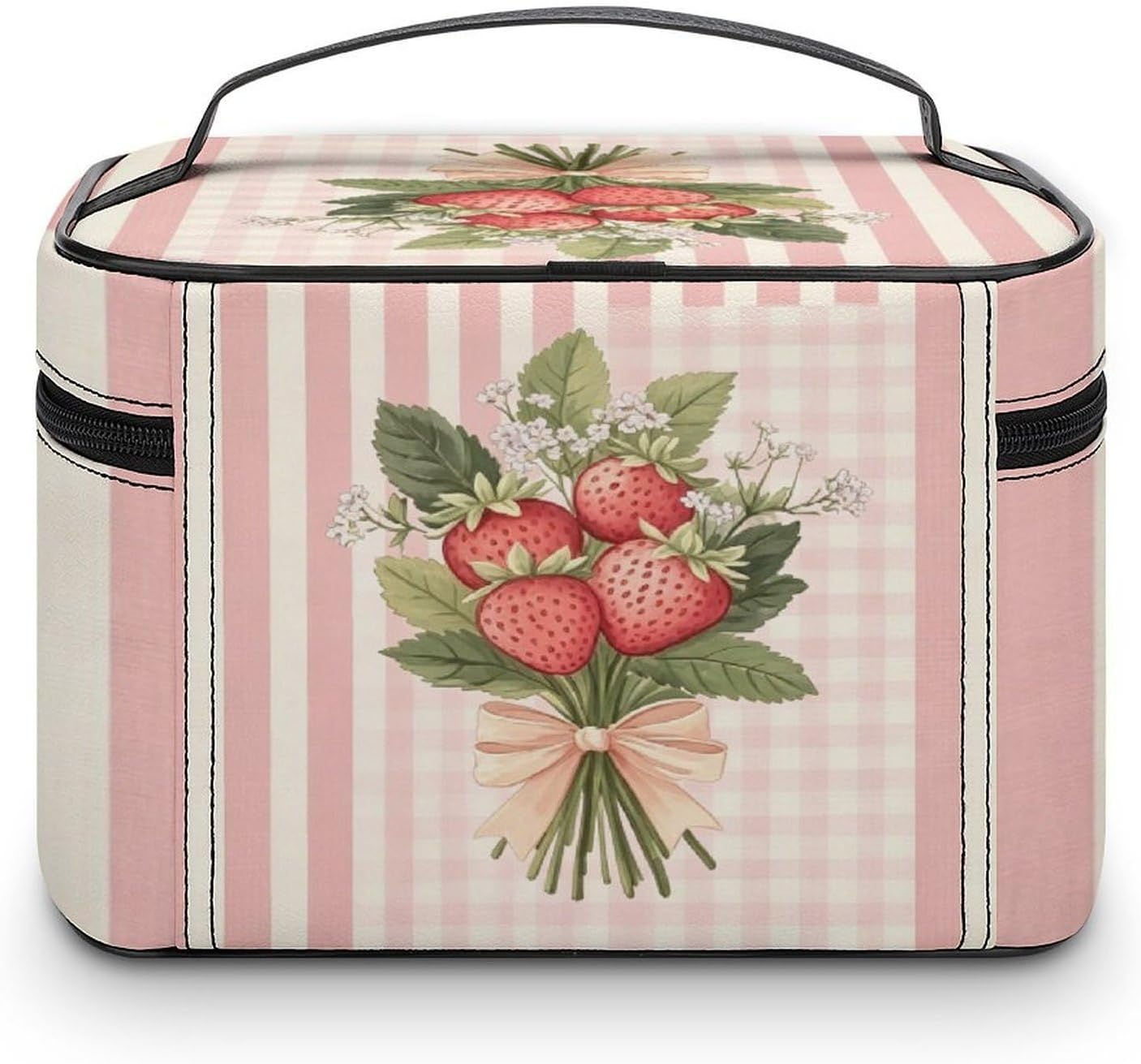 Pink Strawberry Travel Makeup Bag Cosmetic Bag Toiletry Bags image 3