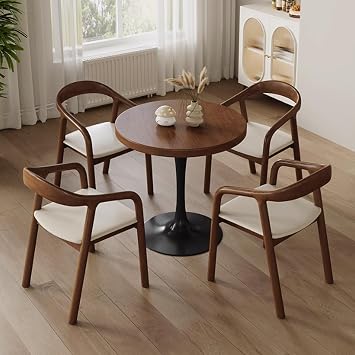 YVYKFZD 5 Piece Kitchen Dining Table Set, Small Office Reception Room Club Table, Round Conference Table Negotiation Table for 4, Simple Conference Room Table and Chair Save Space90cm/35.4"