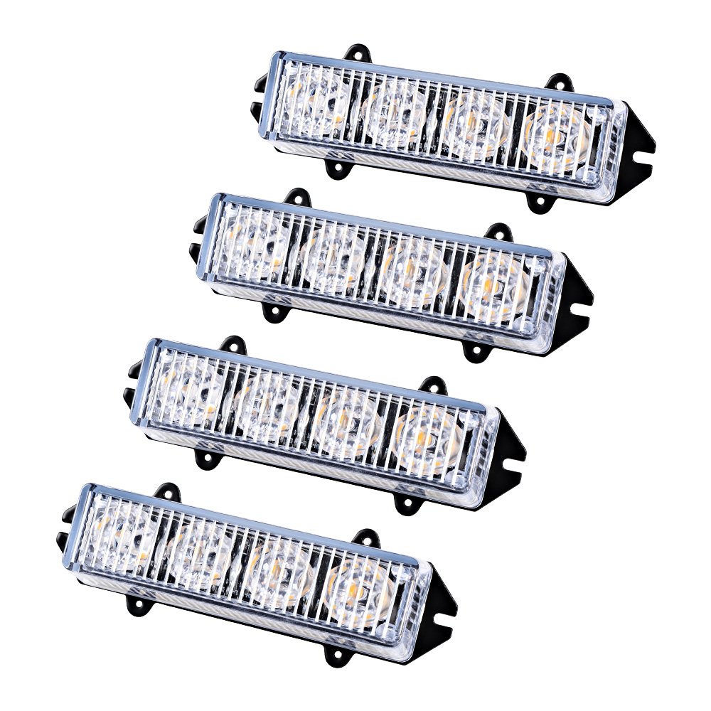 Strobe Light Bar Warning Emergency Beacon 7 Flashing Modes Car SUV Truck Van (Amber, 1x 4-LED)