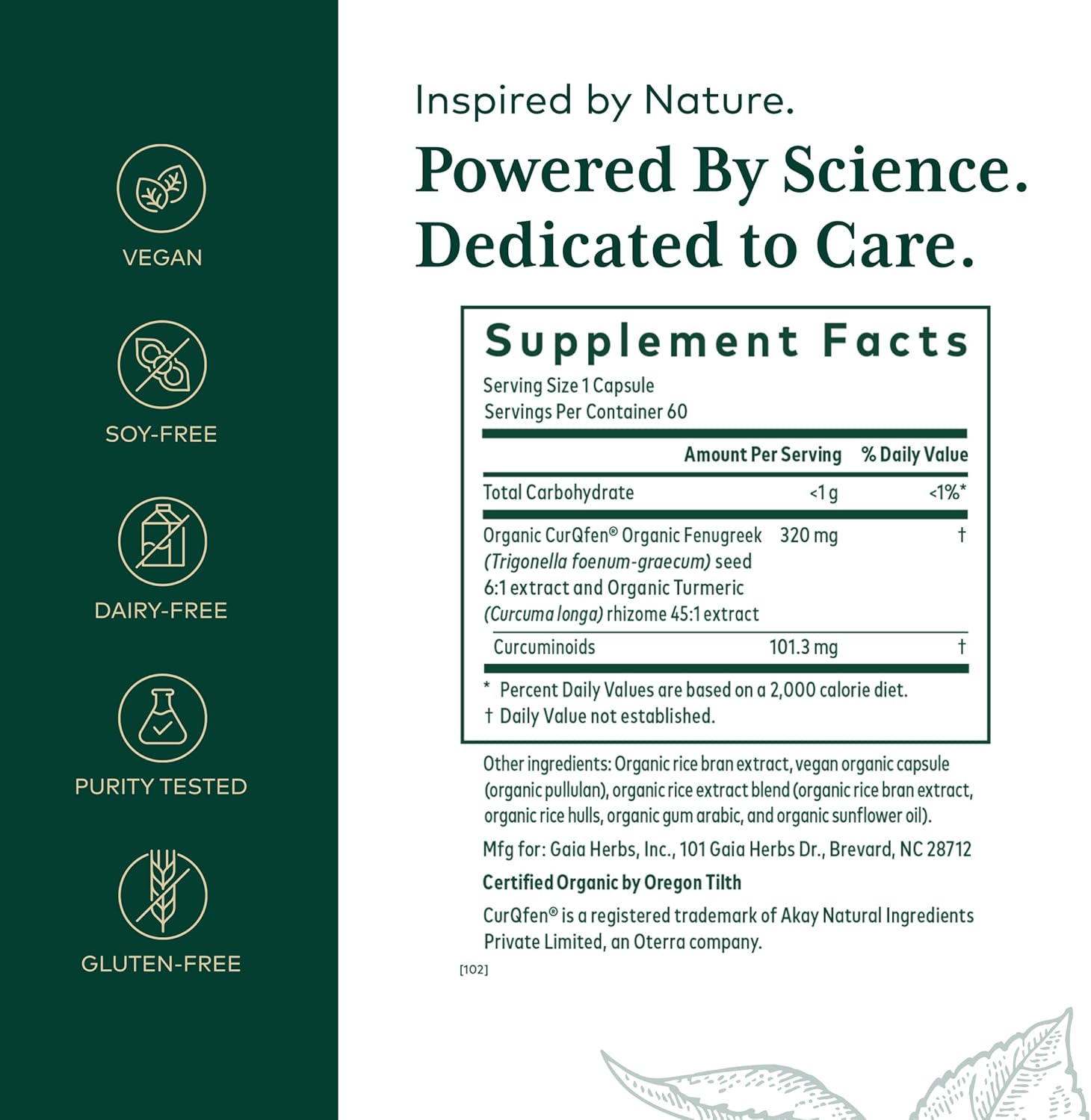 GAIA HERBS PRO Turmeric Fenugreek Complex - Daily Dietary Supplements for Active Lifestyle Support* - Herbal Nutrient Complex with Fenugreek Extract & Organic Turmeric - Vegan - 60 Capsules - Image 2