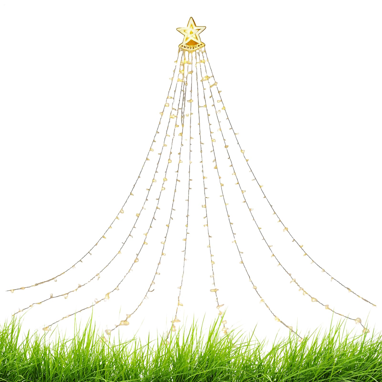 Luces Navideñas Solares Iluminación Ambiental Estrella Multimodo | Decoración de Exterior con Energía Solar para Jardín Sendero Patio Porche Árbol Sala de Estar Navideña Boda Año