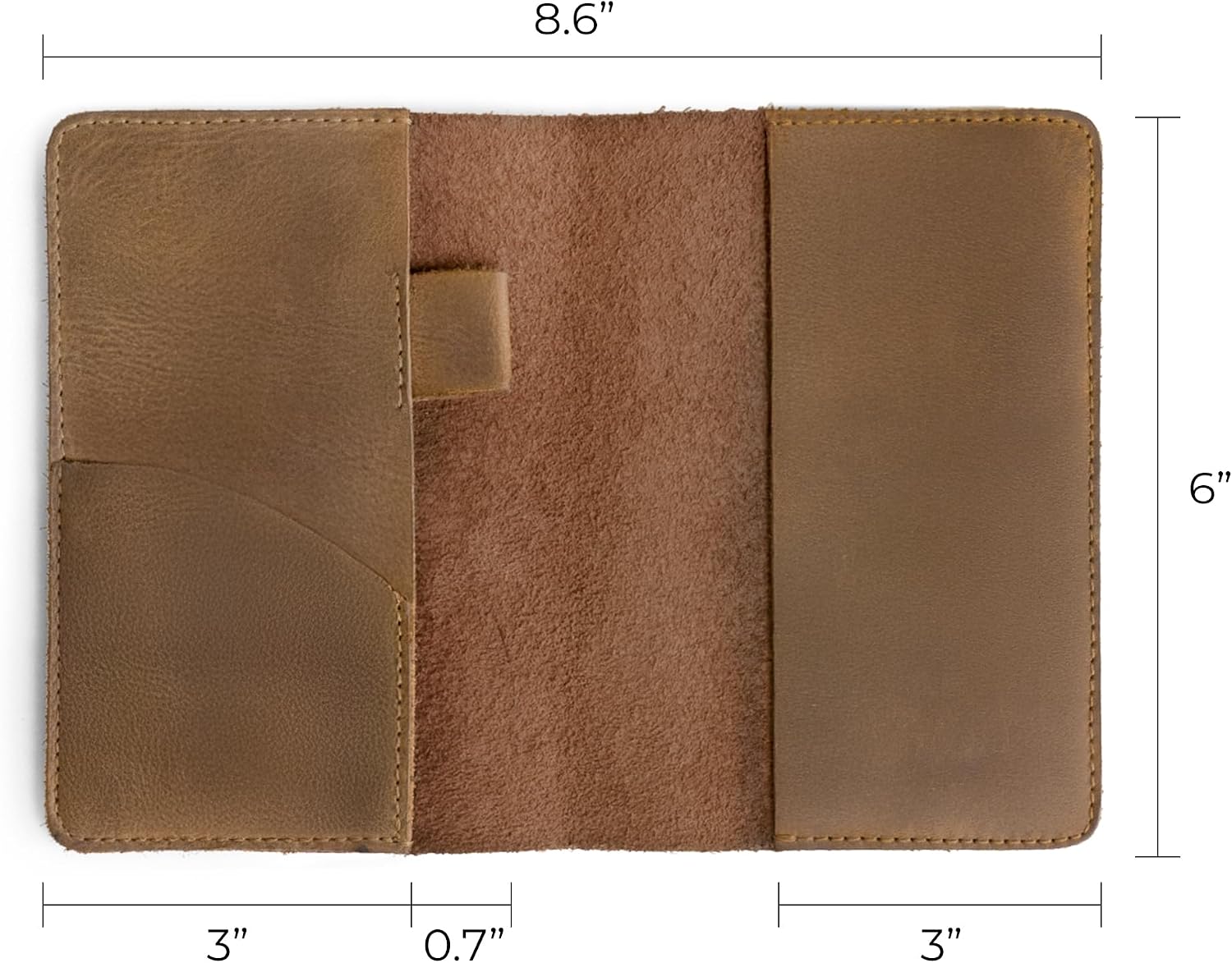 Leather Field Notes Cover, Leather Notebook Cover 3.5 x 5.5 in. with Card and Pen Holder, Handmade Protective Storage for Pocket Moleskine Journal Cover, Book & Notebooks, Notepad Wallet for Travelers (Single Malt Mahogany)