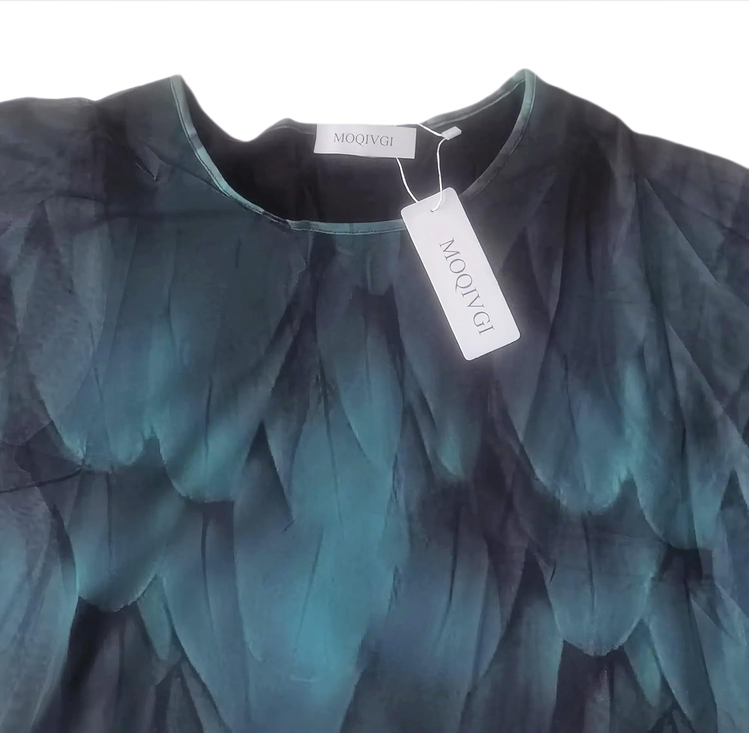 MOQIVGI Womens Scoop Neck Flowy Shirt Trendy Dressy Casual Poncho Blouse Top - Image 4