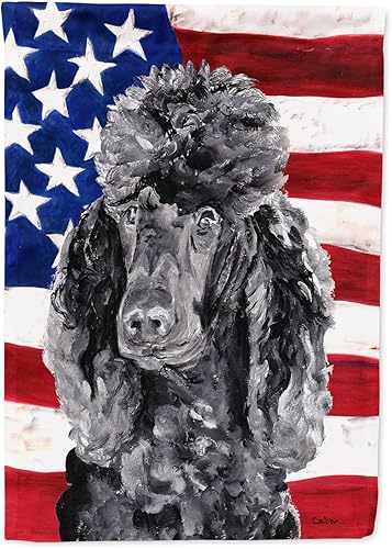 Miniatura 174 de Caroline's Treasures SS4017GF Bandera de Estados Unidos con Bulldog Inglés para jardín, bandera decorativa para patio exterior, patio, parterres,