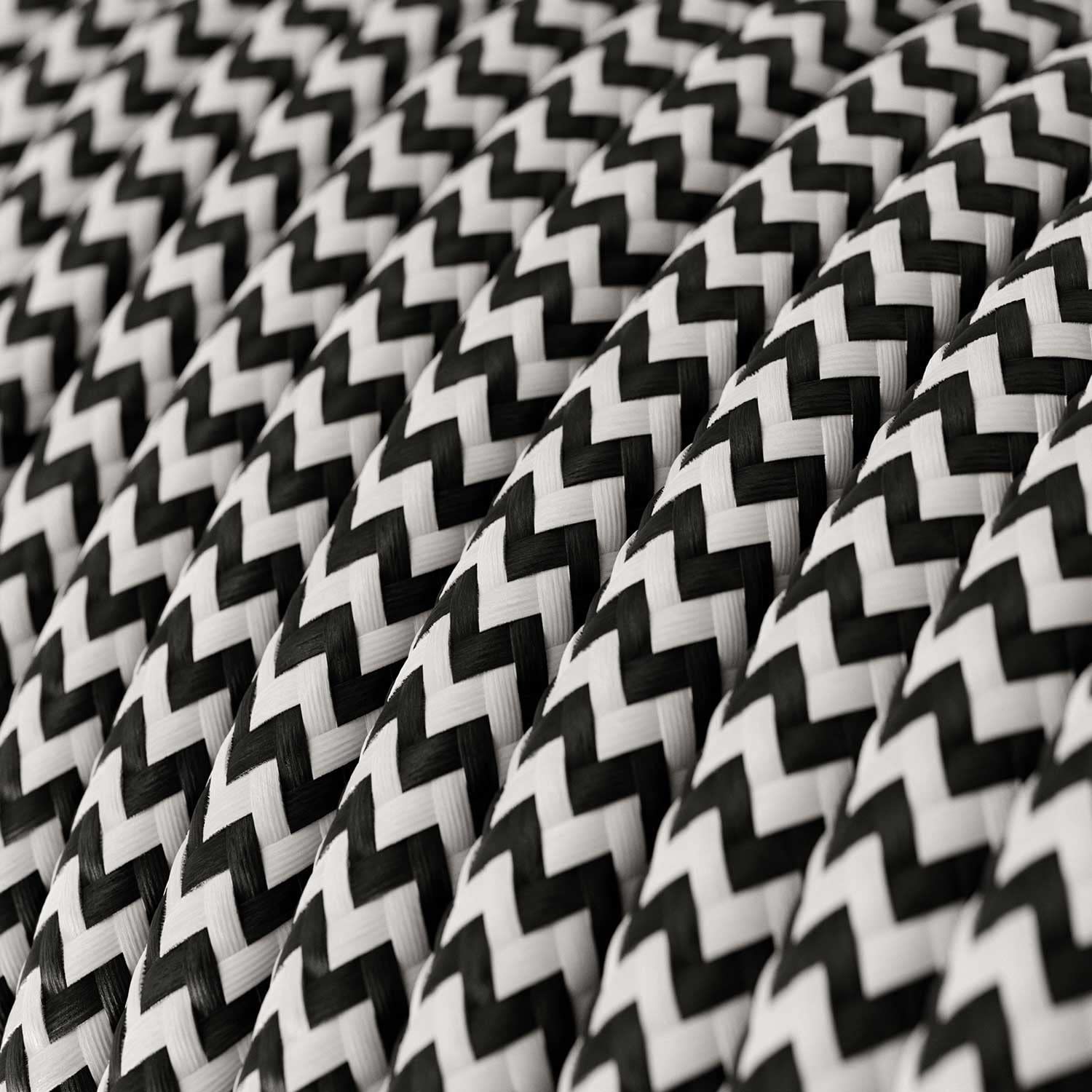 Creative Cables Textilkabel Rund – Zick-Zack Muster, Schwarz Mit Seideneffekt, 5 Meter