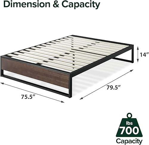 Miniatura 2 de Zinus Suzanne - Cama de plataforma de 6 pulgadas sin cabecero, Madera Acero Contrachapado, Gris (Grey Wash)