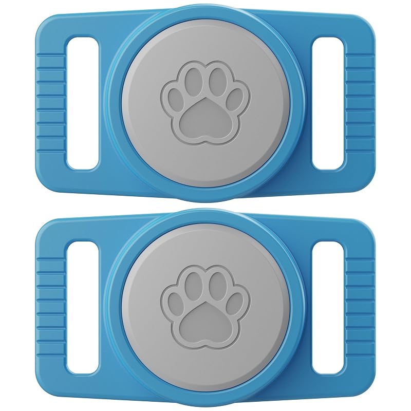GOCII Suporte de Silicone para Apple AirTag em Coleira de Cães e Gatos, Azul e Cinza, Kit com 2
