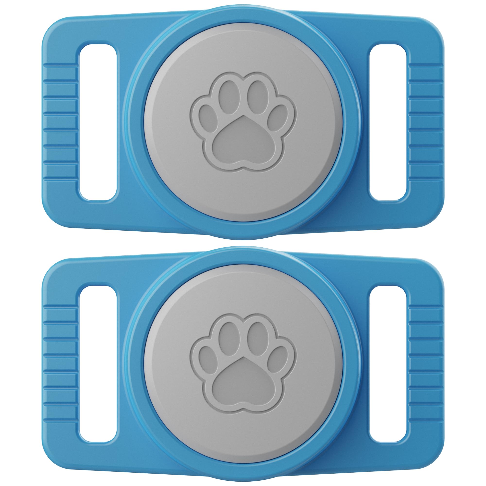 GOCII for Airtag Dog Collar Holder 2 Pack,Waterproof Dog Collar Holder for Apple AirTag(Gen 1 &amp; 2),Silicone Air Tags Case for Dog Collars(Blue &amp; Gray)