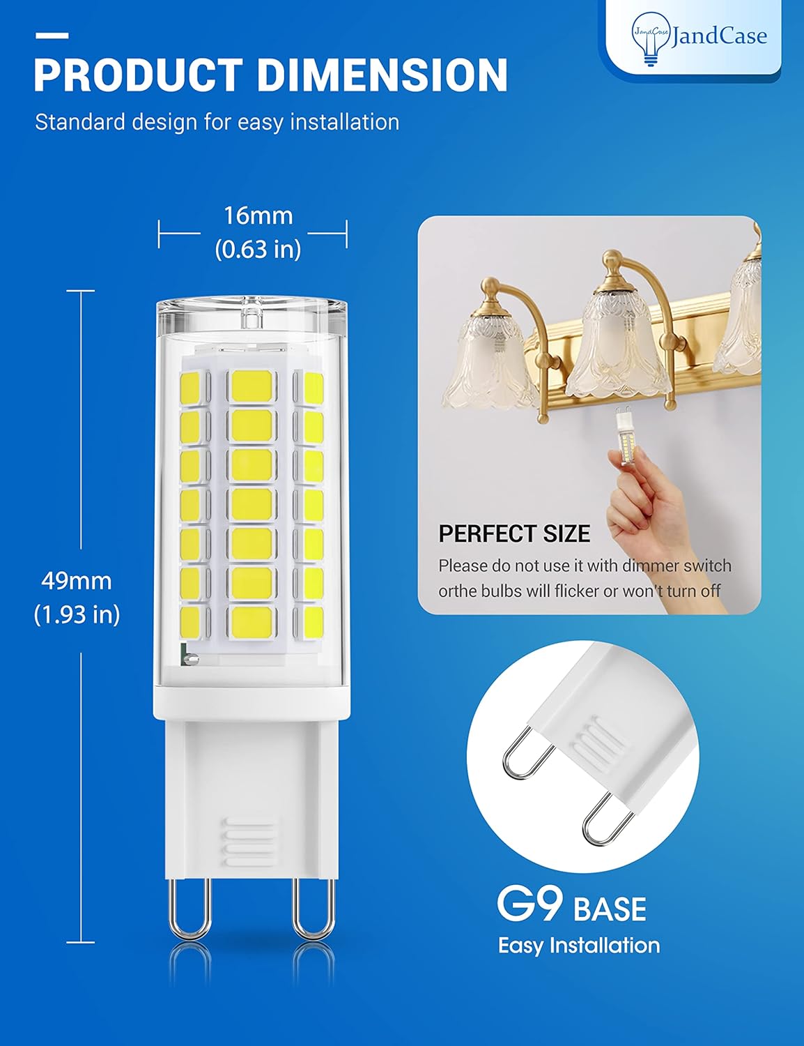 Gеt Chеар Prісе G9 LED Light Bulbs 5W, JandCase 40W Halogen Equivalent, 6000K High Brightness 400LM, G9 Base Not Dimmable, Flicker-Free, Daylight White for Home Lighting, Chandeliers, Household Applications, 5 Pack