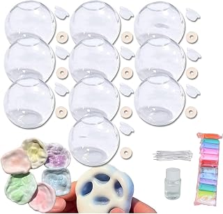 Blank Pressure Ball Skin DIY Kit, DIY Stress Ball Making kit,with Empty Skin Base, Lid,Glue, Cable Ties (1SET Transparent)