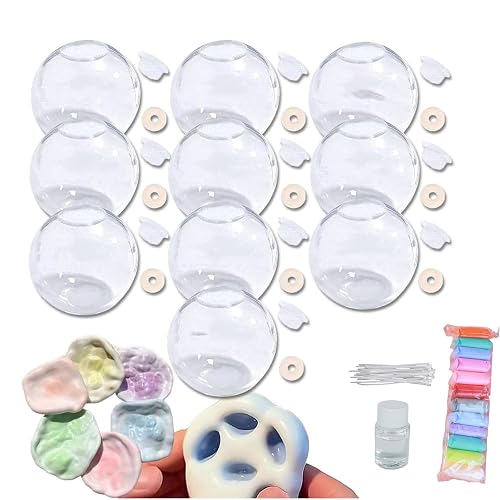 Blank Pressure Ball Skin DIY Kit, DIY Stress Ball Making Kit,with Empty Skin Base, Lid，Glue, Cable Ties (1 Set Transparent)