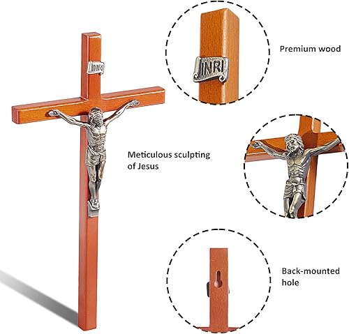 Miniatura 3 de Pietism Crucifijo Cruz de pared hecha a mano Cruz de madera católica cruz de Jesús cruz católica cruz decoración de pared - 12 pulgadas