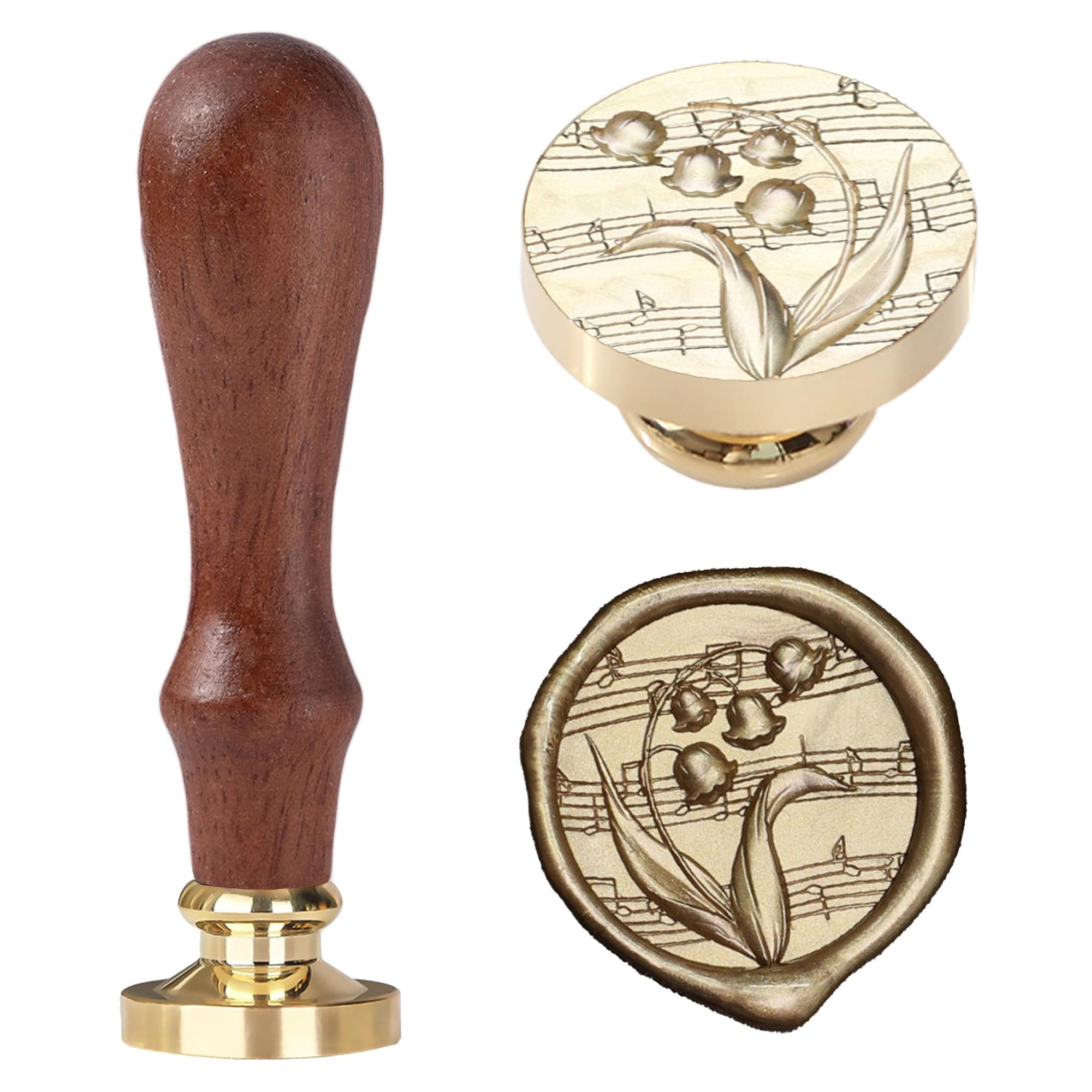 Ychostamp Wax Seal Stamp - Lily of the Valley Sealing Wax Stamp, 25mm Vintage Floral Music Note Seal for Wedding Invitations, Letters, Journaling, Gift Wrapping