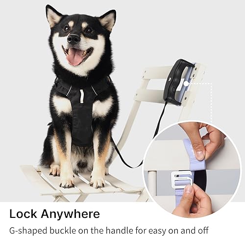 Miniatura 5 de Correa retráctil para perro de 5.6 pies, ajustable, suave, manos libres, correa retráctil de freno rápido con una sola mano para perros pequeños y