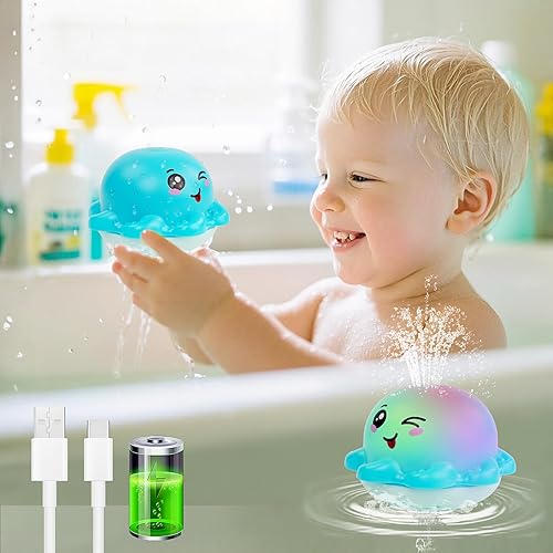 Aspersor de juguete de baño iluminado para bebés, juguetes de agua recargable para bañera y piscina, regalos para bebés para niños pequeños, disponible en Yaxa Guatemala