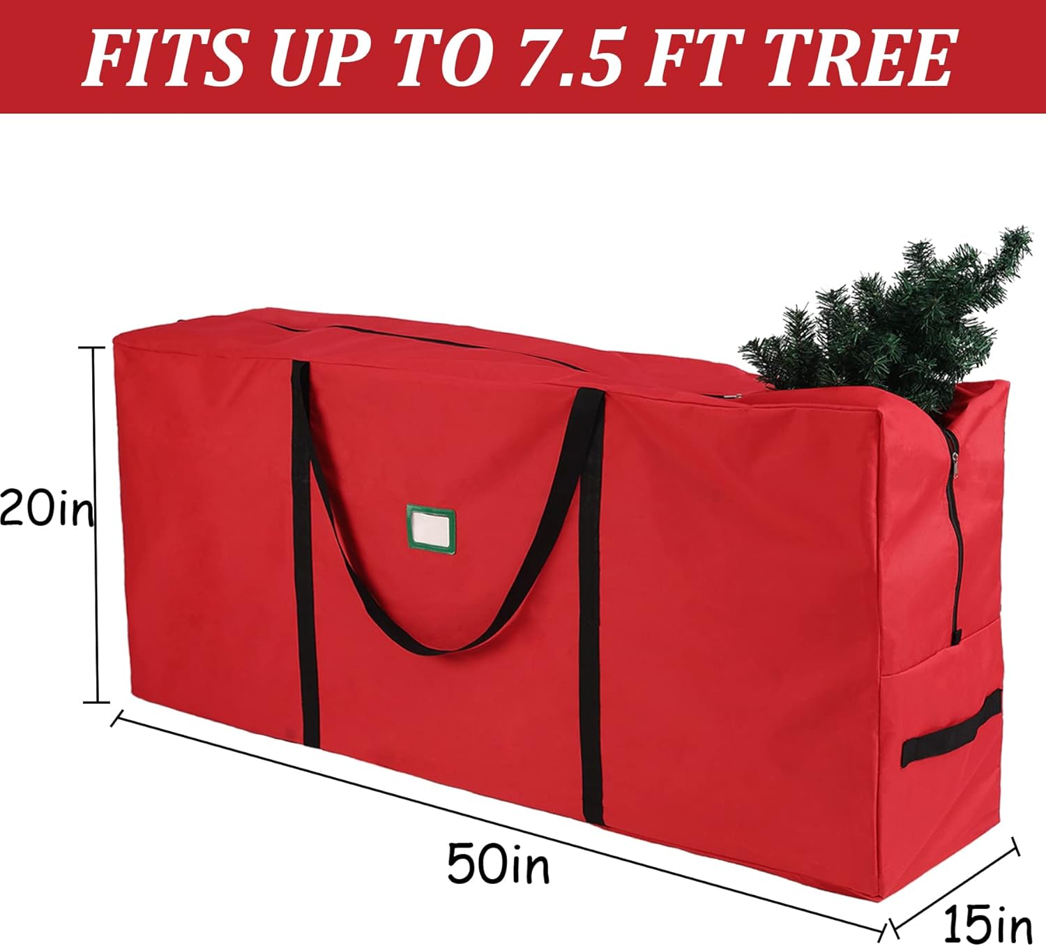 Christmas Tree Storage Container Bag, Fits Up to 7.5 FT Artificial Dissembled Xmas Holiday Trees, Tote Waterproof 600D Heavy Duty Oxford, Durable Handles & Sleek Zipper Protect from Dust, Moisture