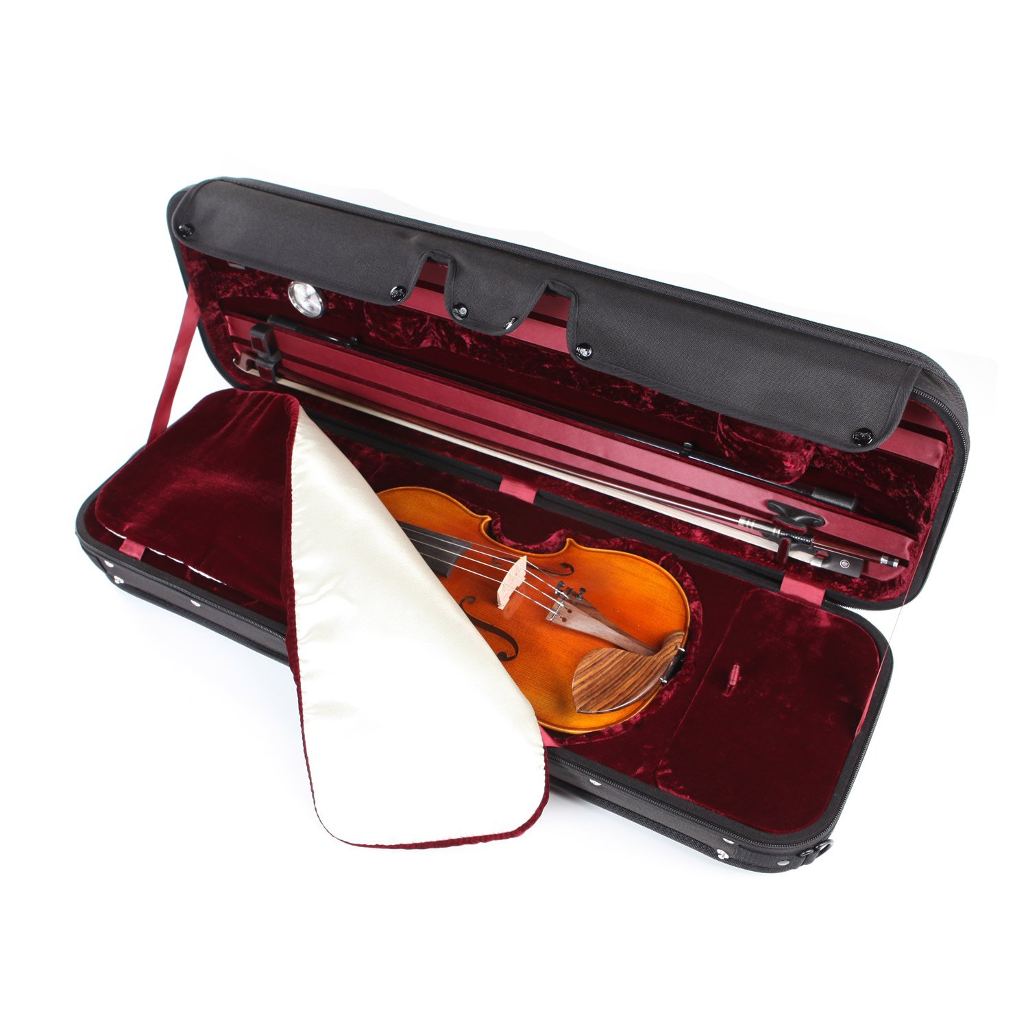 GEWA Violinkoffer 4/4 Liuteria Maestro - schwarz/rot - Thermokern - Gepolsterte Schwebelagerung - Wasserabweisender Schraubbezug - Schweizer Schloss - Rucksackriemen - Notentasche