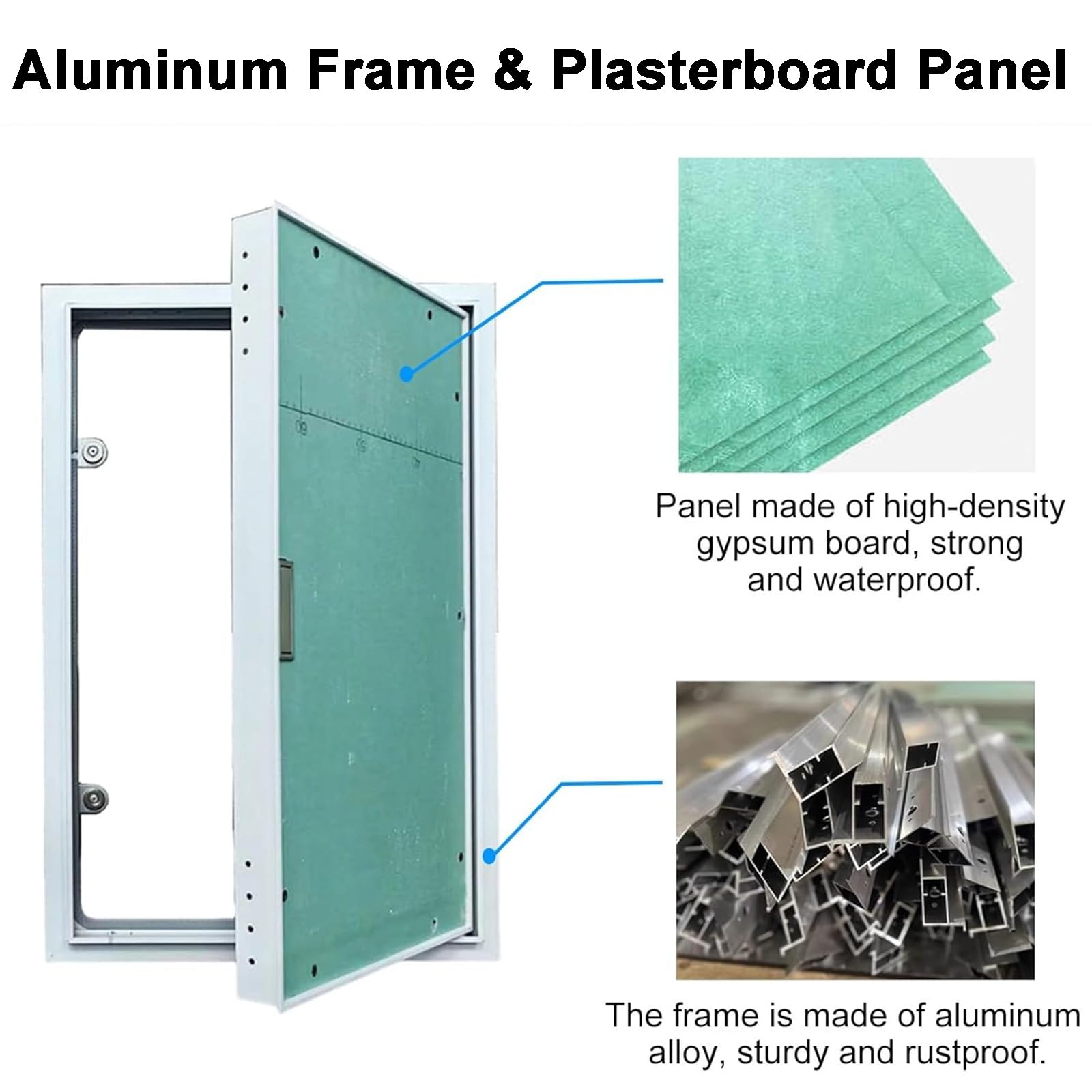 Panneau d'accès en métal pour cloison sèche, porte d'accès au grenier à peindre avec poignée, construction en alliage d'aluminium robuste, idéal pour la plomberie et l'accès utilitaire