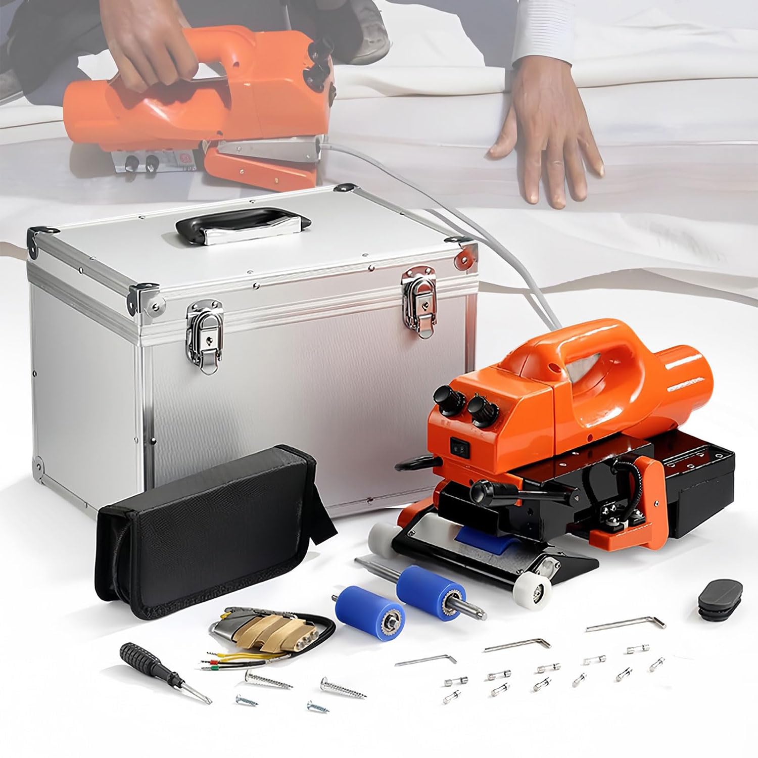 800W Hot Wedge Welder, Geomembrane Welding Machine, 0.5-5m/min Speed, HDPE Sheet Plastic Liner Welder, PVC Film Sealing Machine, for Transportation, Water Conservancy, Construction