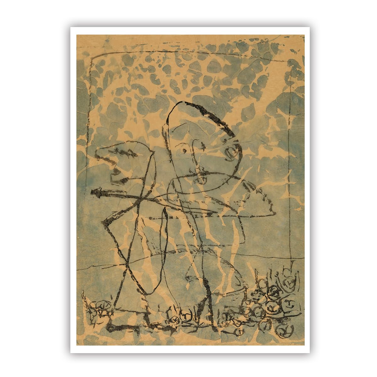 SHENGPOSTER Public Duel by Paul Klee Canvas Poster Print Abstract Line Figure Unframed Canvas Artwork for Living Room Bedroom Wall Decoration Frameless 70x90cm