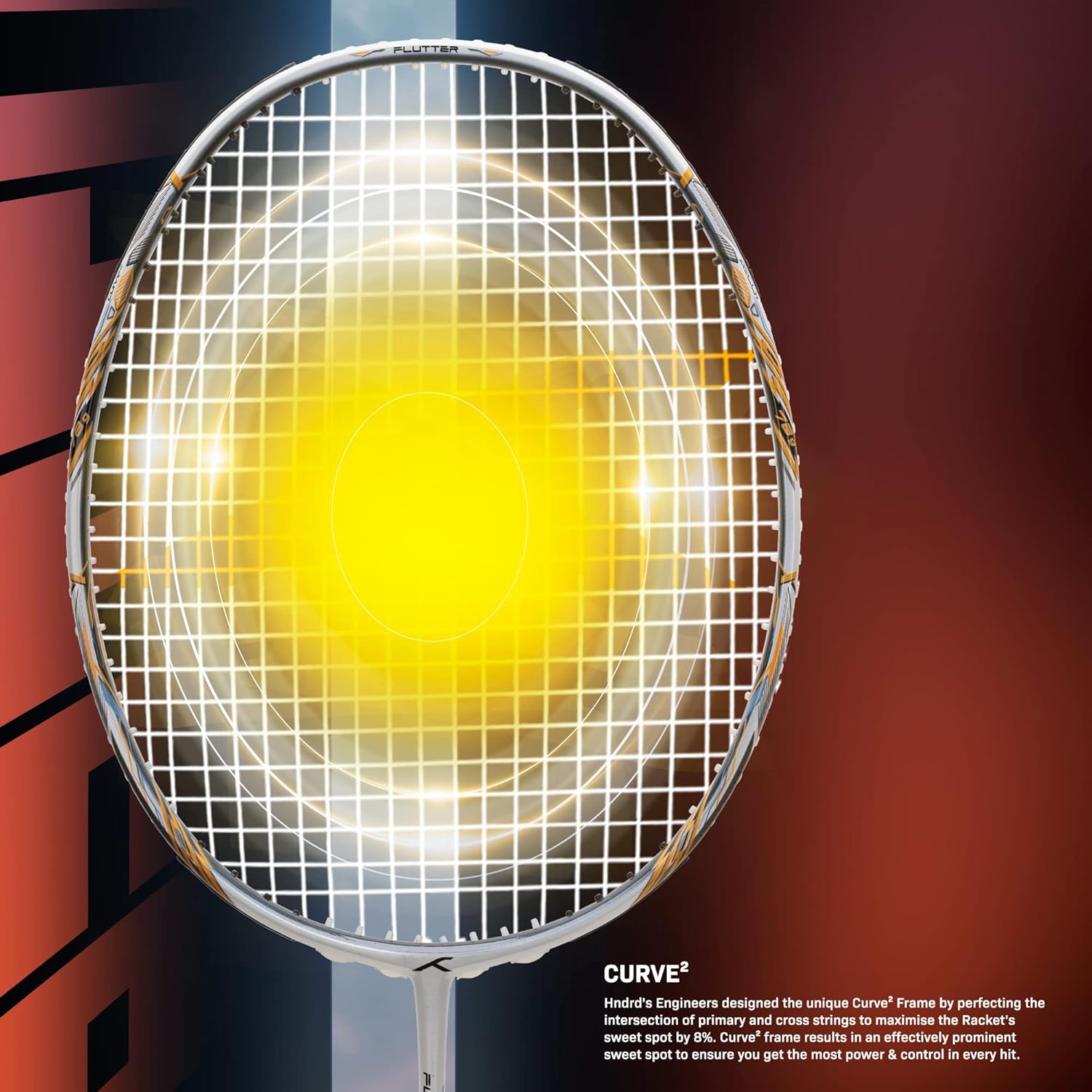 HUNDRED Flutter S Zoom Carbon Fibre Strung Badminton Racket with Full Racket Cover (White/Black) | for Intermediate Players | 78 Grams | Maximum String Tension - 32lbs