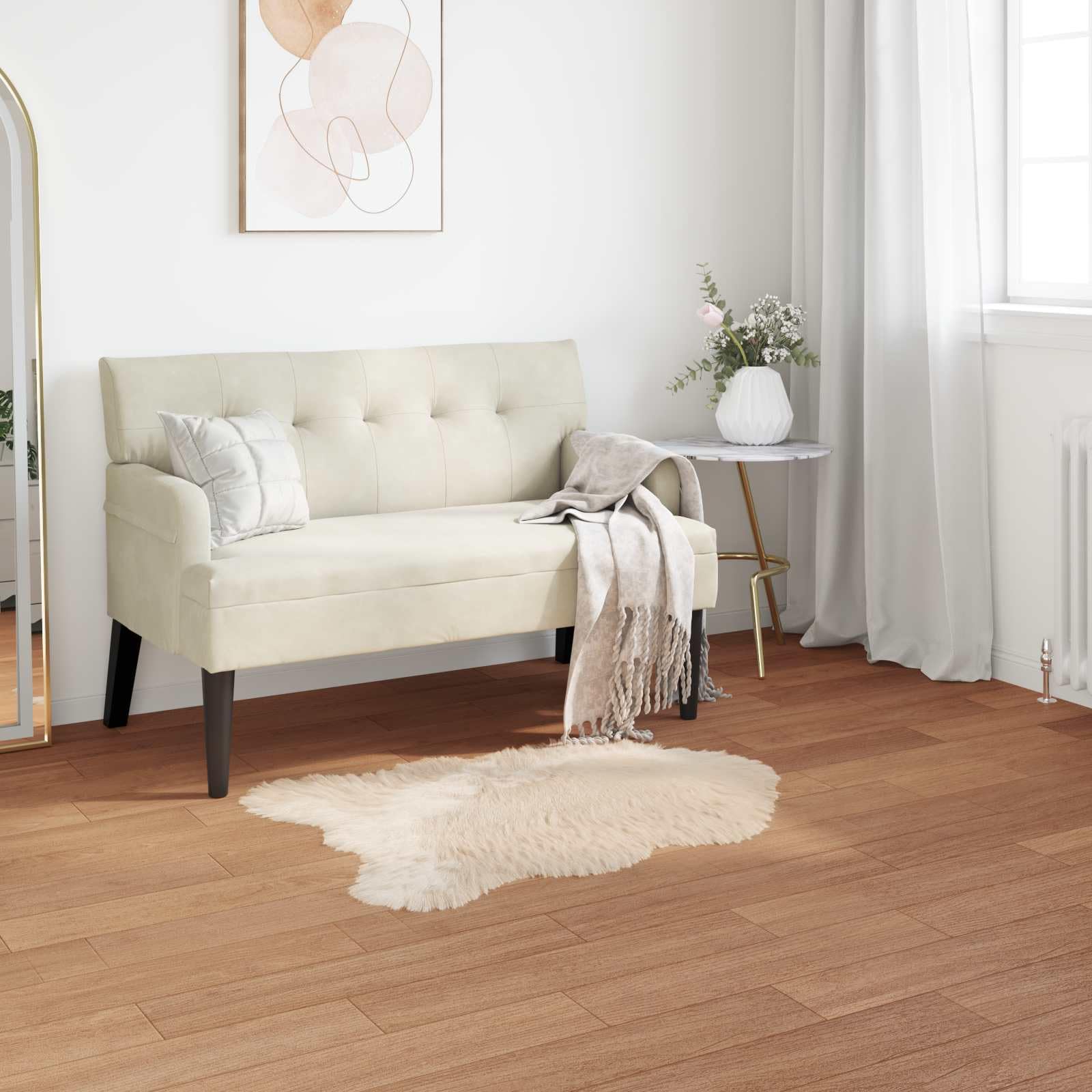 TAFALLA Tapis en peau de mouton synthétique en polyester - Beige - 60 x 90 cm - Poils longs moelleux et doux - Pour salon, chambre à coucher, couloir - Protection de sol