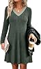 Vestido de punto de manga larga con bloques de color y escote en V para otoño de OFEEFAN para mujer 3