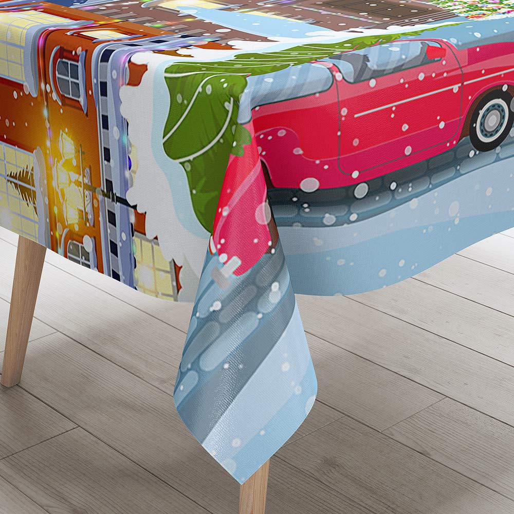 Fansu Nappe De Table Imperméable Impression De Noël Rouge