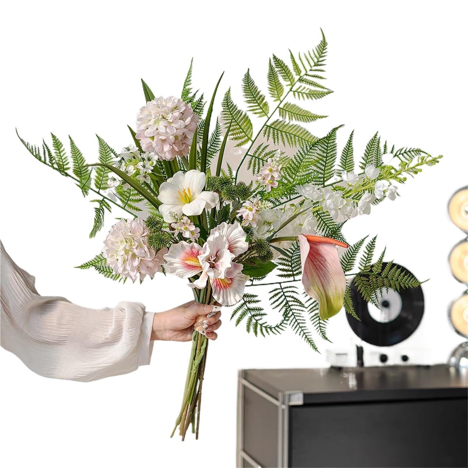HONKERW fake flowers Artificial Flowers Bouquet Fake Silk Spring Floral Stems Arrangements for Home Living Room Table Vase Decor artificial(Color5)