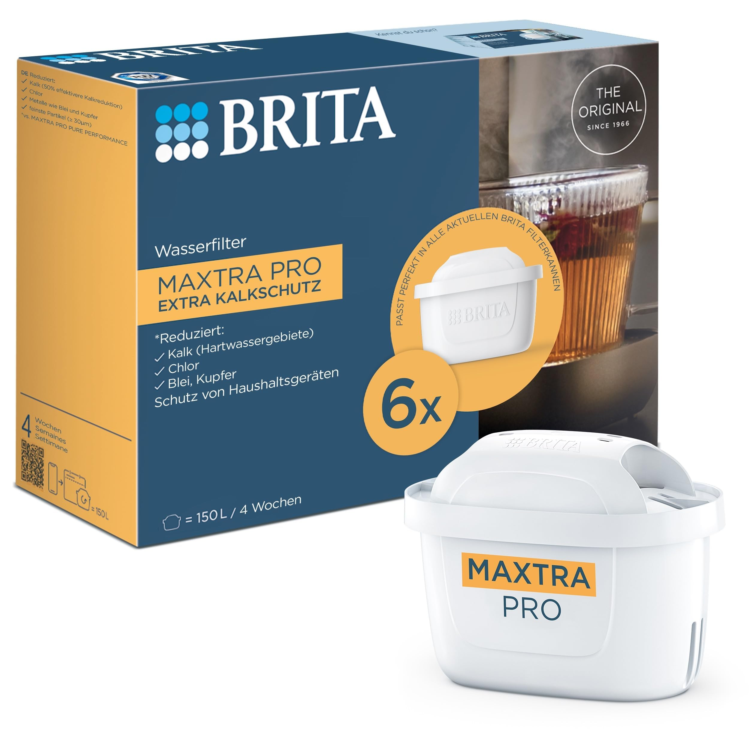 BRITA MAXTRA PRO Original BRITA Replacement Cartridge for Device Protection and Reducing Limescale, Impurities, Chlorine and Metals