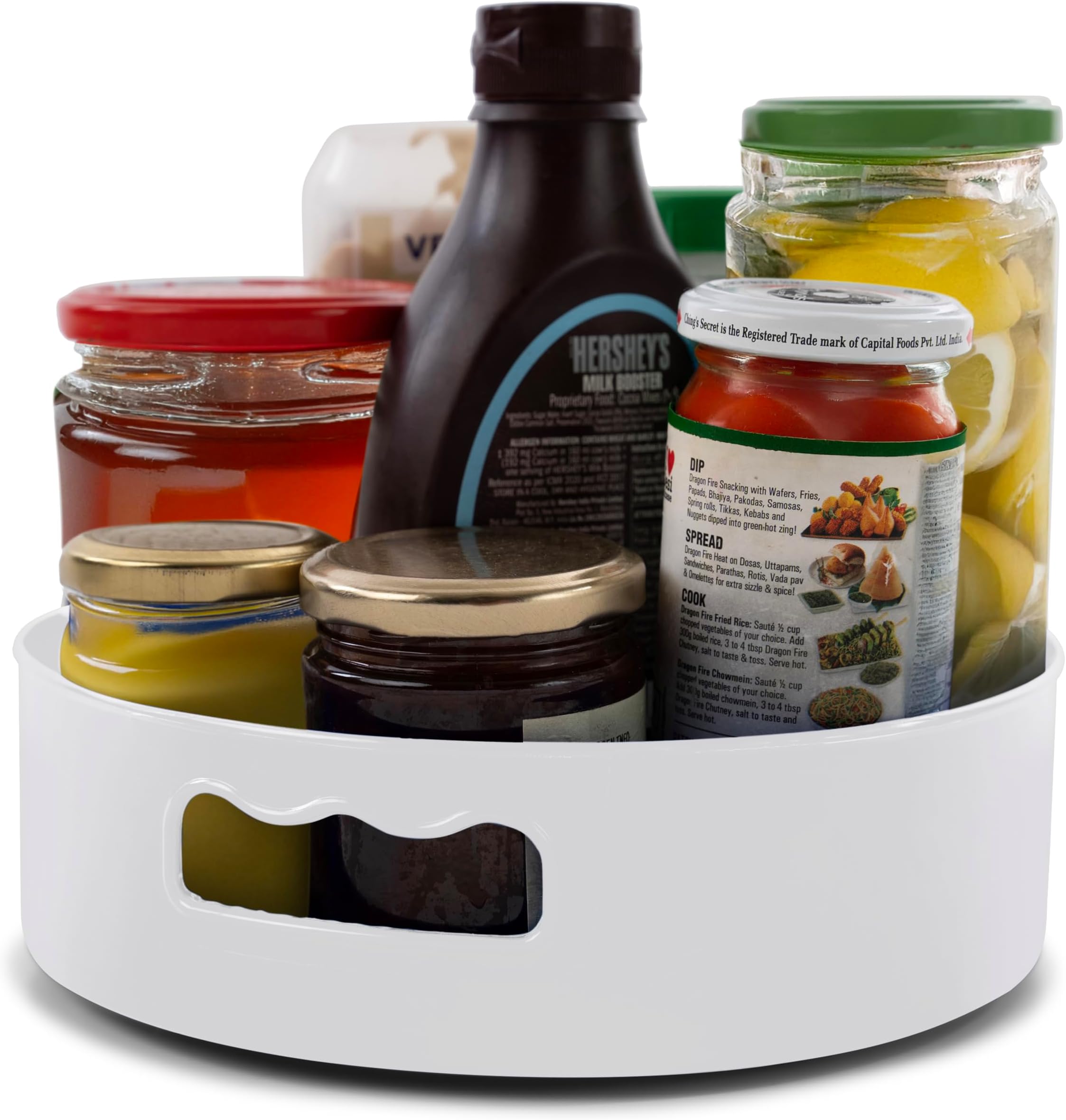 Multi-Purpose 360° Rotating Organizer Tray | Space-Saving Kitchen & Pantry Storage | Multi Purpose Organization Rotating Tray | Easy-Access Turntable for Spices, Storage & More | White