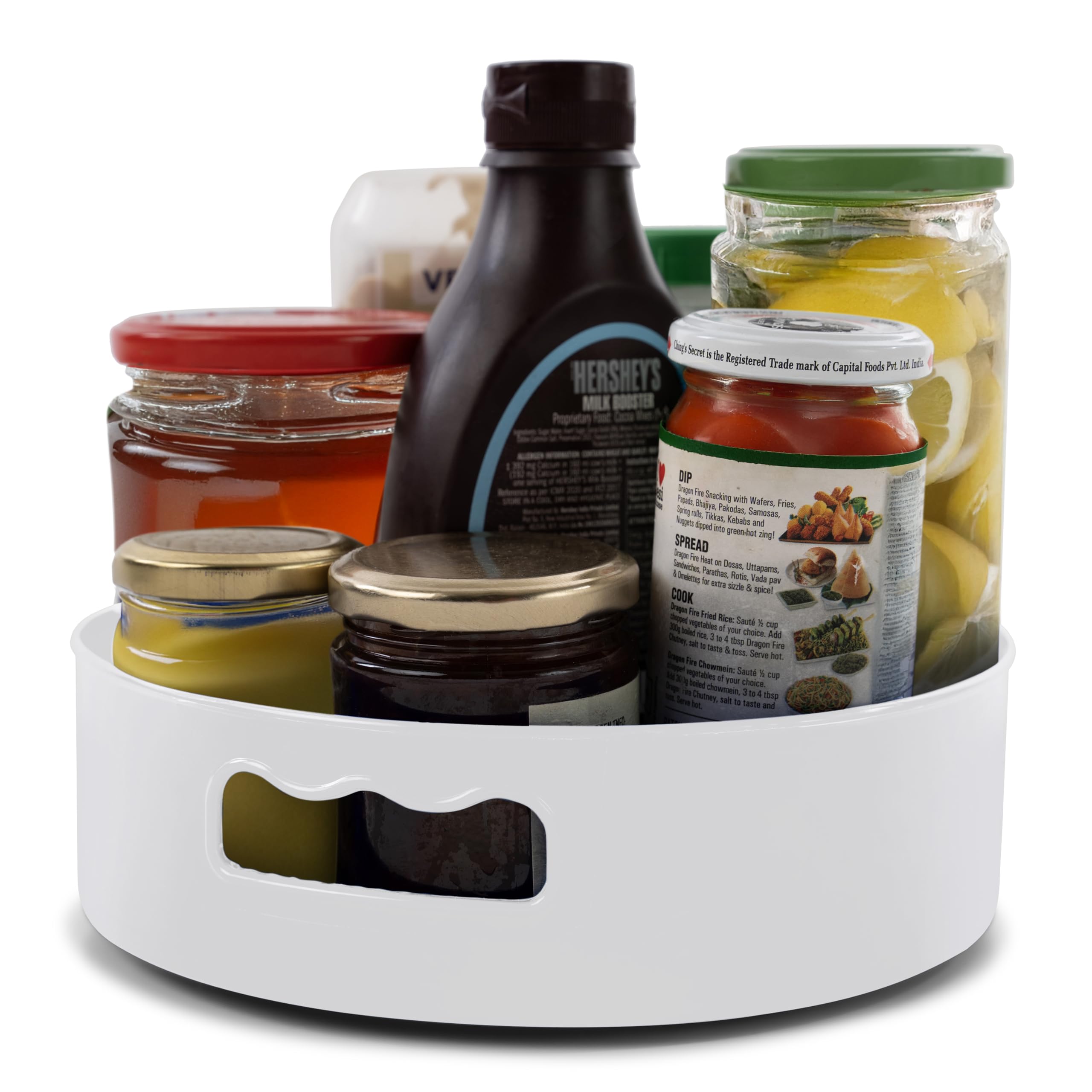 HomeWiz Multi-Purpose 360° Rotating Organizer Tray | Space-Saving Kitchen & Pantry Storage | Multi Purpose Organization Rotating Tray | Easy-Access Turntable for Spices, Storage & More | White