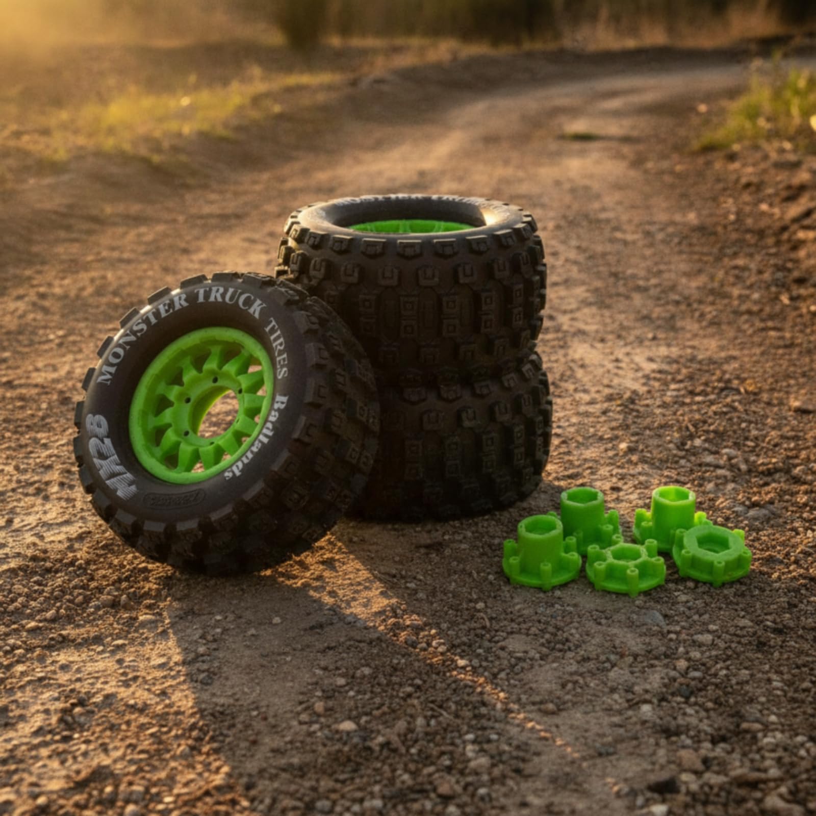 Pneumatico Veicolo Rc Pneumatico Battistrada Ruota Cerchio Composto in Gomma E Plastica con Disegno Robusto per Trazione Costante Monta 12 Mm E 14 Mm, Verde