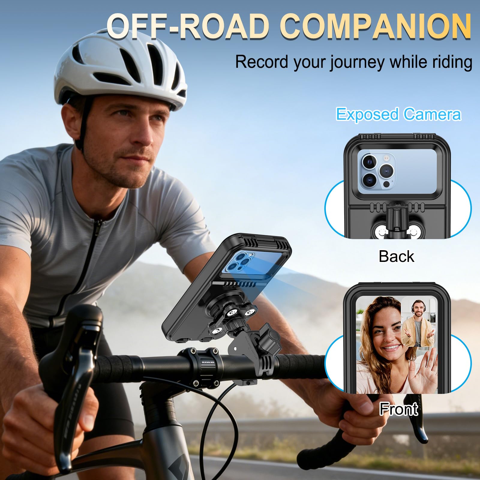 Support Téléphone Moto Scooter Antivibration Étanche IPX5 Porte Telephone Velo Moto Universel Rotation 360° Support de Téléphone pour Guidon 17-42mm, pour iPhone Huawei 4,0-7,0" Smartphones