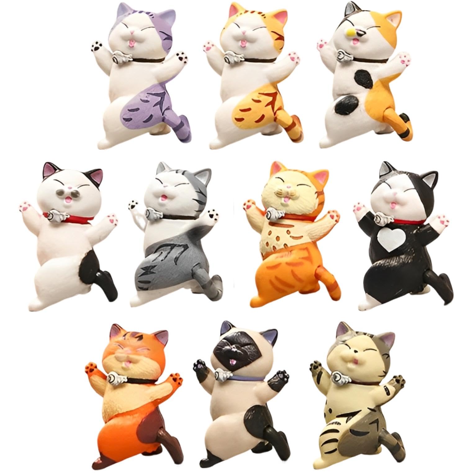 Fogman Cat Figure Set of 10 Mini PVC Figurines 2in Collectible Display