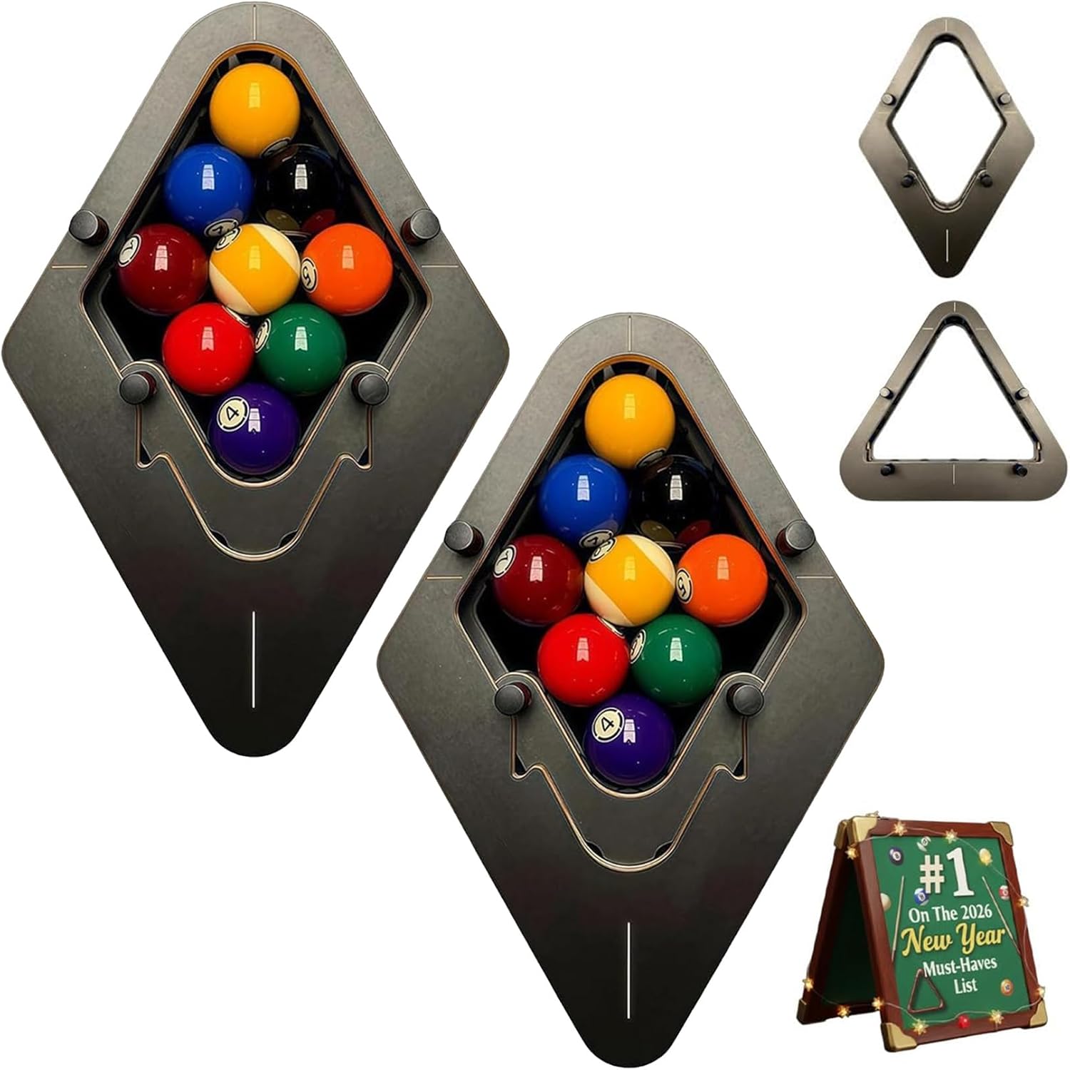 Precision-Engineered Professional Billiard Rack System,Adjustable Triangle,Gap-Free 8-Ball/9-Ball Pool Rack for Precision Racking Tournament & Home Use