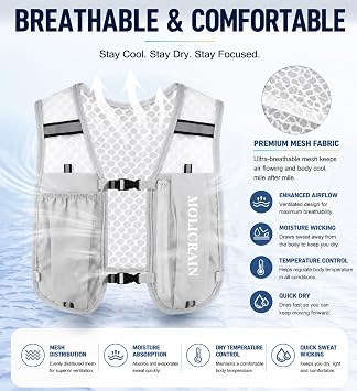 Running Vest 5L Lightweight Running Backpack Phone Pocket for Women Men | Soft comfortable running vest with secure fit, breathable mesh, 5L storage, phone pocket and reflective details.