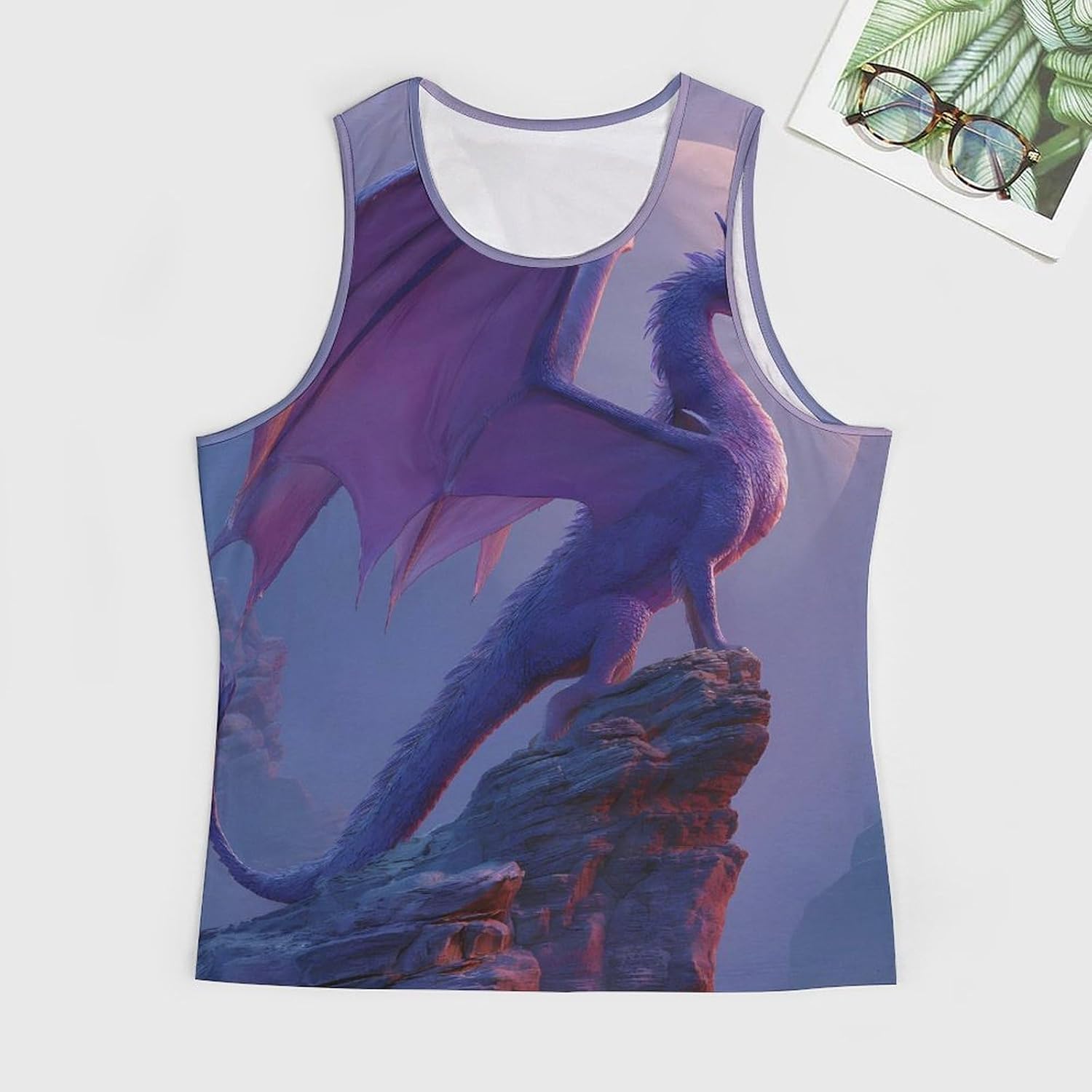 Fantasy Purple Dragon Men Tank Top Workout Shirt Muscle T Shirt 5XL