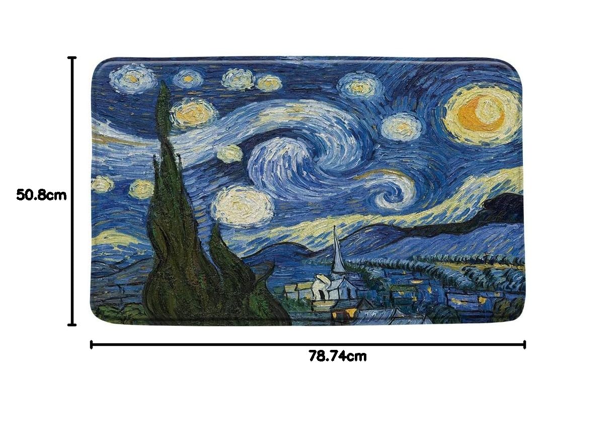 Amazon.co.jp : LIVEFUN ファン・ゴッホ 星月夜 バスマット 油絵 抽象